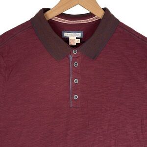 Carbon2Cobalt Triple Texture Polo Mens Large TALL Red Marled Slub Knit Jersey